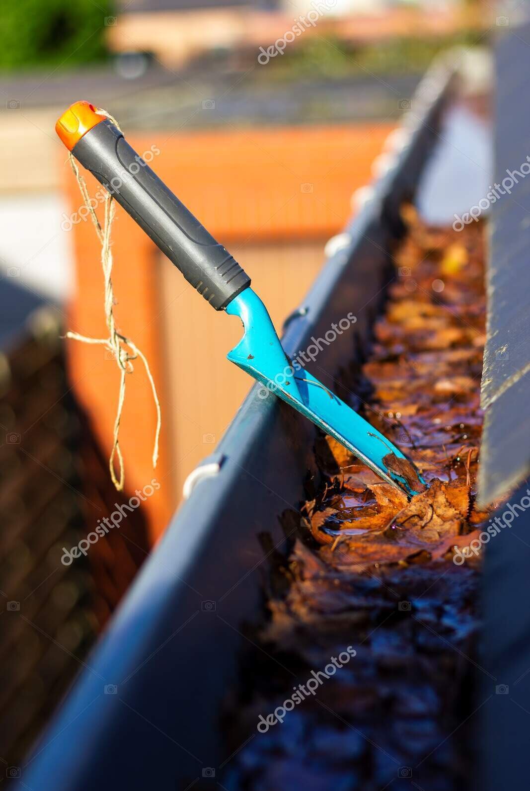 depositphotos 615725930 stock photo portrait roof gutter full fallen